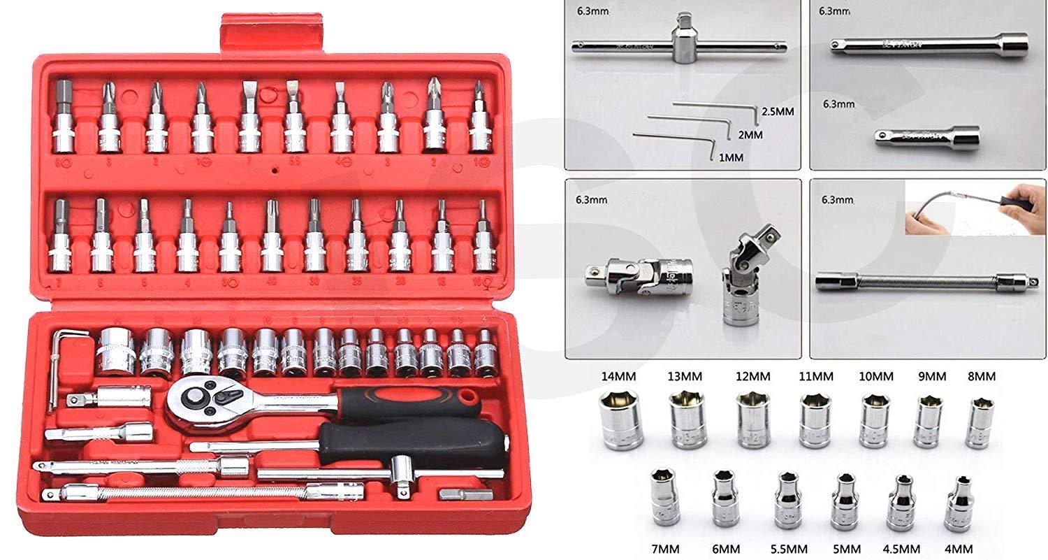 422 Socket 14 Inch Combination Repair Tool Kit (Red 46 Pcs) 422 Socket 14 Inch Combination Repair Tool Kit (Red 46 Pcs)